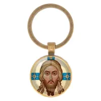 Круглый брелок, цвет бронза, Спас Нерукотворный C1155017