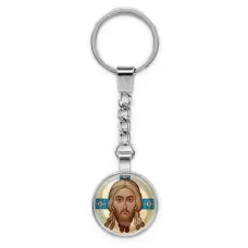 Круглый брелок, цвет серебро, с цепочкой, Спас Нерукотворный C1155022