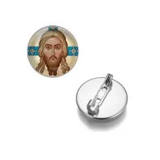 Круглый значок, цвет серебро, Спас Нерукотворный C1155023