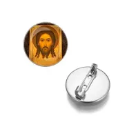 Круглый значок, цвет серебро, Спас Нерукотворный C1156023
