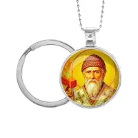 Кулон-брелок, цвет серебро, с цепочкой и кольцом, Спиридон Тримифунтский C1157054