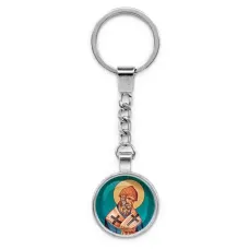 Круглый брелок, цвет серебро, с цепочкой, Спиридон Тримифунтский C1158022