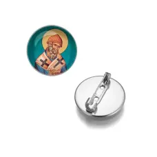 Круглый значок, цвет серебро, Спиридон Тримифунтский C1158023