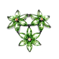 Брошь 3 Цветка, цвет зеленый UE003-G