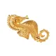 Брошь Морской конек большой, цвет золотой со стразами UE005