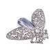 Брошь Цикада, цвет серебряный со стразами UE007