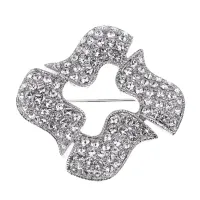 Брошь со стразами, цвет серебряный со стразами UE017
