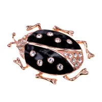 Брошь Божья коровка, цвет золотой со стразами UE021