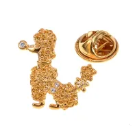 Брошь Пудель, цвет золотой со стразами UE049-G