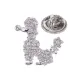 Брошь Пудель, цвет серебряный со стразами UE049-S