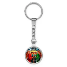 Круглый брелок, цвет серебро, с цепочкой, Троица C1159022