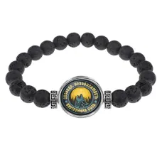 Браслет из лавы Волк воет на Луну BSL-0380