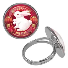 Безразмерное кольцо Happy New Year (Кролик) KLF-0382