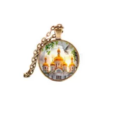 Кулон, цвет бронза, с цепочкой, Храм и березы C1160028