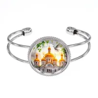 Браслет металлический, цвет серебро, Храм и березы C1160034