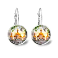 Серьги металлические, Храм и березы C1160038