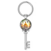 Брелок ключ, цвет серебро, с кольцом для ключей, Храм и березы C1160044
