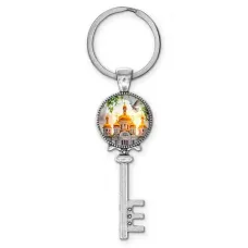 Брелок ключ, цвет серебро, с кольцом для ключей, Храм и березы C1160044