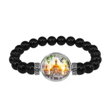 Браслет из чёрного агата, Храм и березы C1160056