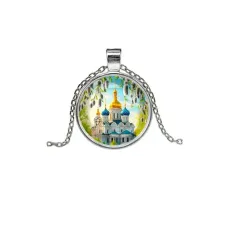 Кулон, цвет серебро, с цепочкой, Храм и вербы C1161026