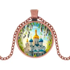 Кулон, цвет медь, с цепочкой, Храм и вербы C1161030