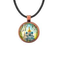 Кулон, цвет медь, со шнурком, Храм и вербы C1161031