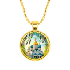 Кулон, цвет золото, с цепочкой, Храм и вербы C1161032