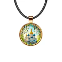 Кулон, цвет золото, со шнурком, Храм и вербы C1161033