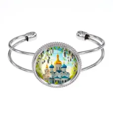 Браслет металлический, цвет серебро, Храм и вербы C1161034