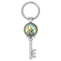 Брелок ключ, цвет серебро, с кольцом для ключей, Храм и вербы C1161044