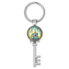 Брелок ключ, цвет серебро, с кольцом для ключей, Храм и вербы C1161044