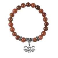 Браслет Лотос и Ом (гармония и развитие), Коричневый авантюрин BSP-13-30