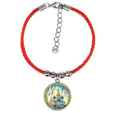 Браслет из красного шнура, Храм и вербы C1161047