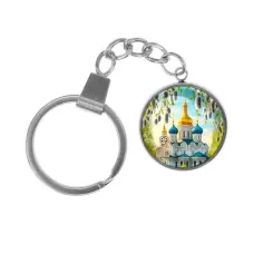 Брелок, нержавеющая сталь, с кольцом для ключей, Храм и вербы C1161061