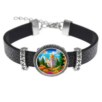 Кожаный браслет, Храм и цветы C1162011