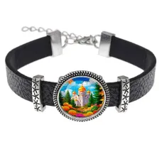 Кожаный браслет, Храм и цветы C1162011