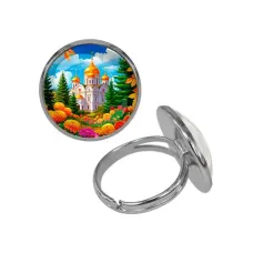 Кольцо металлическое, цвет серебро, Храм и цветы C1162015