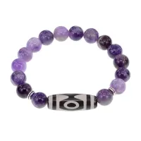 Браслет с 3-глазой бусиной Дзи и нат. камнем Аметист BSDS-01-03