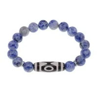 Браслет с 3-глазой бусиной Дзи и нат.камнем Содалит BSDS-01-18