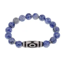 Браслет с 3-глазой бусиной Дзи и нат.камнем Содалит BSDS-01-18