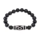 Браслет с 3-глазой бусиной Дзи и нат.камнем Черный агат