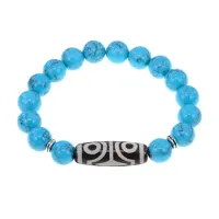 С 4-глазой бусиной Дзи и синт. камнем Бирюза BSDS-02-05