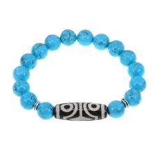 С 4-глазой бусиной Дзи и синт. камнем Бирюза BSDS-02-05