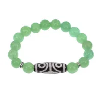 С 4-глазой бусиной Дзи и нат. камнем Нефрит BSDS-02-13