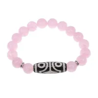 С браслетом с 4-глазой бусиной Дзи и нат. камнем Розовый кварц BSDS-02-15