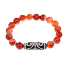 С браслетом с 4-глазой бусиной Дзи и нат.камнем Сердолик BSDS-02-17