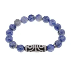 Браслет с 4-глазой бусиной Дзи и нат.камнем Содалит BSDS-02-18