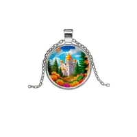 Кулон, цвет серебро, с цепочкой, Храм и цветы C1162026