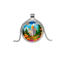 Кулон, цвет серебро, с цепочкой, Храм и цветы C1162026