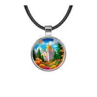 Кулон, цвет серебро, со шнурком, Храм и цветы C1162027